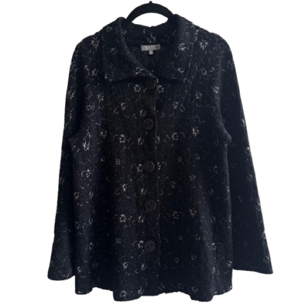 Habitat Jacquard Knit Jacket Cotton Blend Large Button Lagenlook